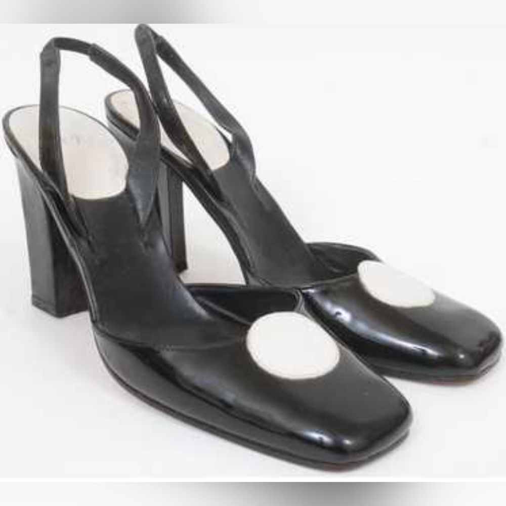 Vintage Joey-O black patent leather slingback pumps Size 9